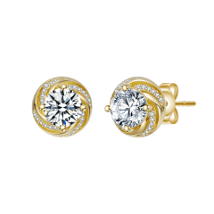 Rachel Glauber Simulated Diamond Whirlpool Stud Earrings 14k Gold Plated