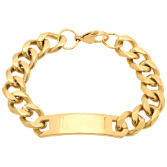 Steeltime Men's 18K Gold Plated Stainless Steel Cuban Chain Bracelet