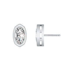 Rachel Glauber Oval Simulated Diamond Stud Earrings 14k White Gold Plated