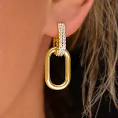 Martha Stewart Luna Gold Drop Earrings With Crystals