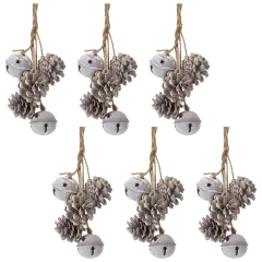Melrose International Set-of-6 Bell And Pine Cone Ornaments