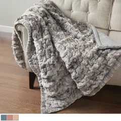 Alpine Valley Ruched Faux Fur Throw