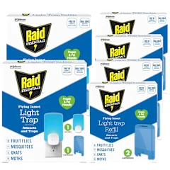 Raid Essentials Flying Insect Light Trap Set with 2 Base and 10 Glue Traps