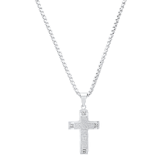 Iron Saints Lord's Prayer Engraved Cross Necklace