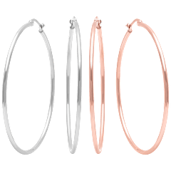 Steeltime Stainless Steel & 18K Gold Plated 50MM Hoop Earring Set