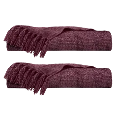 2-Pack: Ella Jayne Viscose Chenille Decorative Throw Blankets
