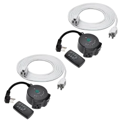 2-Pack: ClearPower Outdoor Lighting Timer with Indoor/Outdoor Extension Cord