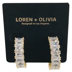 LOREN + OLIVIA CZ Baguette Hoop Earrings