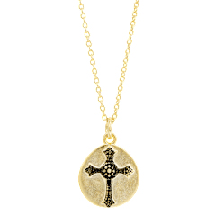 Savvy Cie Black Cross Circle Pendant Necklace