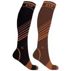 2-Pack: Extreme Fit Copper Striped Knee-High Compression Socks