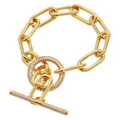 Savvy Cie Paperclip Toggle Bracelet with Pavé Cubic Zirconia