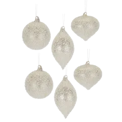 Melrose International Set-of-6 Beaded Glass Tree Ornaments