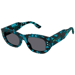 Gucci Rectangular Transparent Blue Tortoiseshell Sunglasses