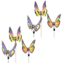 Exhart Juego de 6 Estacas Solares de Jardín con Mariposas Grandes de Tela y LEDs