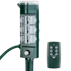 HBN Weatherproof Outdoor Power Strip with Photocell Sensor and Timer