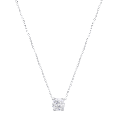 Saffron 1.0 Carat TW Moissanite Pendant Sterling Silver Basket Setting Necklace