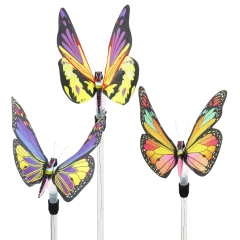 2-Pack: Exhart Set of 6 Solar Large Fabric Butterfly Garden Stake with LEDs