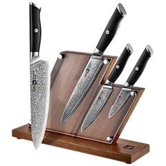 The Damascus Knife Set With Magnetic Storage