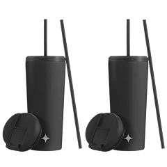 2-Pack: JoyJolt 24oz Vacuum Insulated Tumblers with Straw & Flip Lids
