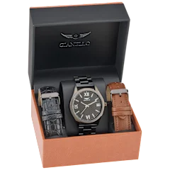 Gianello Interchangeable 3-Strap Watch Set