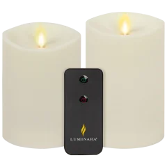 Luminara Outdoor 2-Piece Melted Matte Moving Flame Pillar