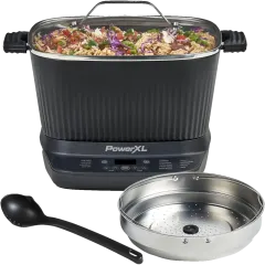 PowerXL StirMax Multi-Cooker Bundle with Steamer Basket and Ladle