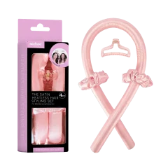 Seeboo Silky Satin 4-Piece Heatless Hair Curling Rod and Styling Set