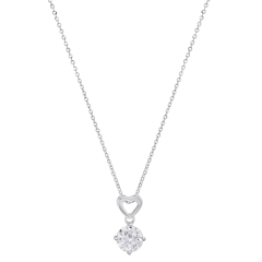 Saffron 1.0 Carat TW Moissanite Heart Drop Pendant Sterling Silver Necklace