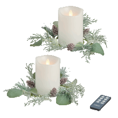 Paquete de 2: Velas sin llama Mikasa de 4 pulgadas con aros decorativos