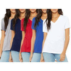 5-Pack: Galaxy by Harvic Women's Loose Fit Short Sleeve V-Neck Classic Tees
