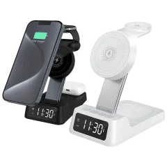 Infinite Basics 4-In-1 Wireless Charging Station with Alarm Clock