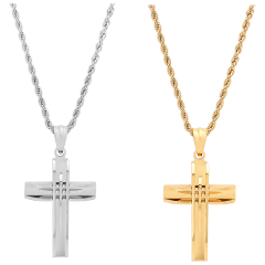 Steeltime Set of 2 Cut Accented Cross Pendants
