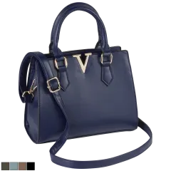 La Terre Vegan Leather Mini Satchel with V Logo Hardware