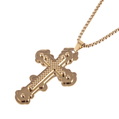 Iron Saints Stainless Steel 18K Gold Chain Necklace with Cross Pendant