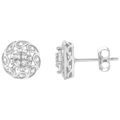Unique Design 1/10 Carat TW Lab Grown Diamond Floral Earrings