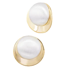 Savvy Cie Two-Tone Oval Domed Stud Earrings