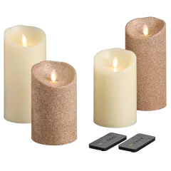 4-Pack: Luminara Flameless Smooth & Glitter Candles