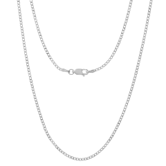 Steeltime Unisex Sterling Silver Cuban Super-flat Chain Necklace