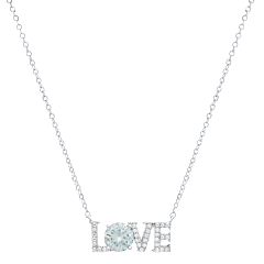 Saffron 1.0 Carat TW LOVE Turquoise Moissanite Pendant Sterling Silver Necklace