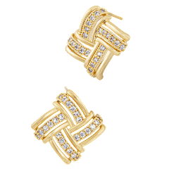 Savvy Cie Woven Cubic Zirconia Square Stud Earrings