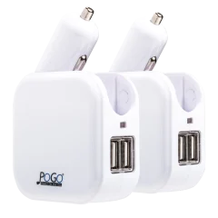 2-Pack: Pogo Power Bin Dual USB Charger for Home & Car