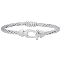 Iron Saints Brazalete Tipo Esclava de Cable Plateado