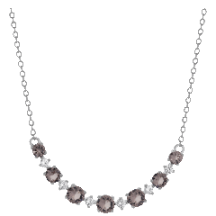 Unique Design Sterling Silver Lab Created Gemstone and White Sapphire Necklace