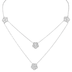 CZ by Kenneth Jay Lane Five-Clover Pendant Necklace with CZ Center Stone