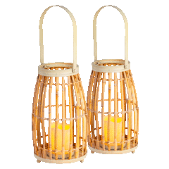 2-Pack: Lark And Meadow 18" Bamboo Lantern with Candle