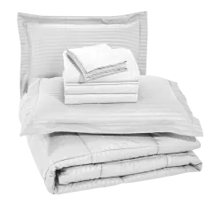 Luxury Home 8-Piece Down Alternative Dobby Stripe Comforter Set