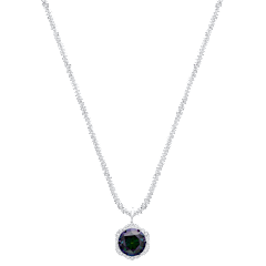 Saffron 1.0 Carat TW Rainbow Moissanite Halo Pendant Sterling Silver Necklace