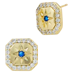 Savvy Cie Aretes de Botón con Halo Estrella