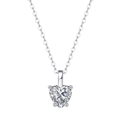 Stella Valentino 1 CT Moissanite Heart Solitaire Pendant Necklace