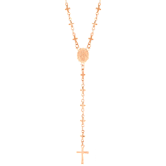 Steeltime Cross Rosary Necklace & Simulated Diamond Earrings Set